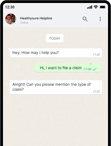 Healthysure claims assistance on WhatsApp
