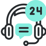 Headset with 24/7 badge